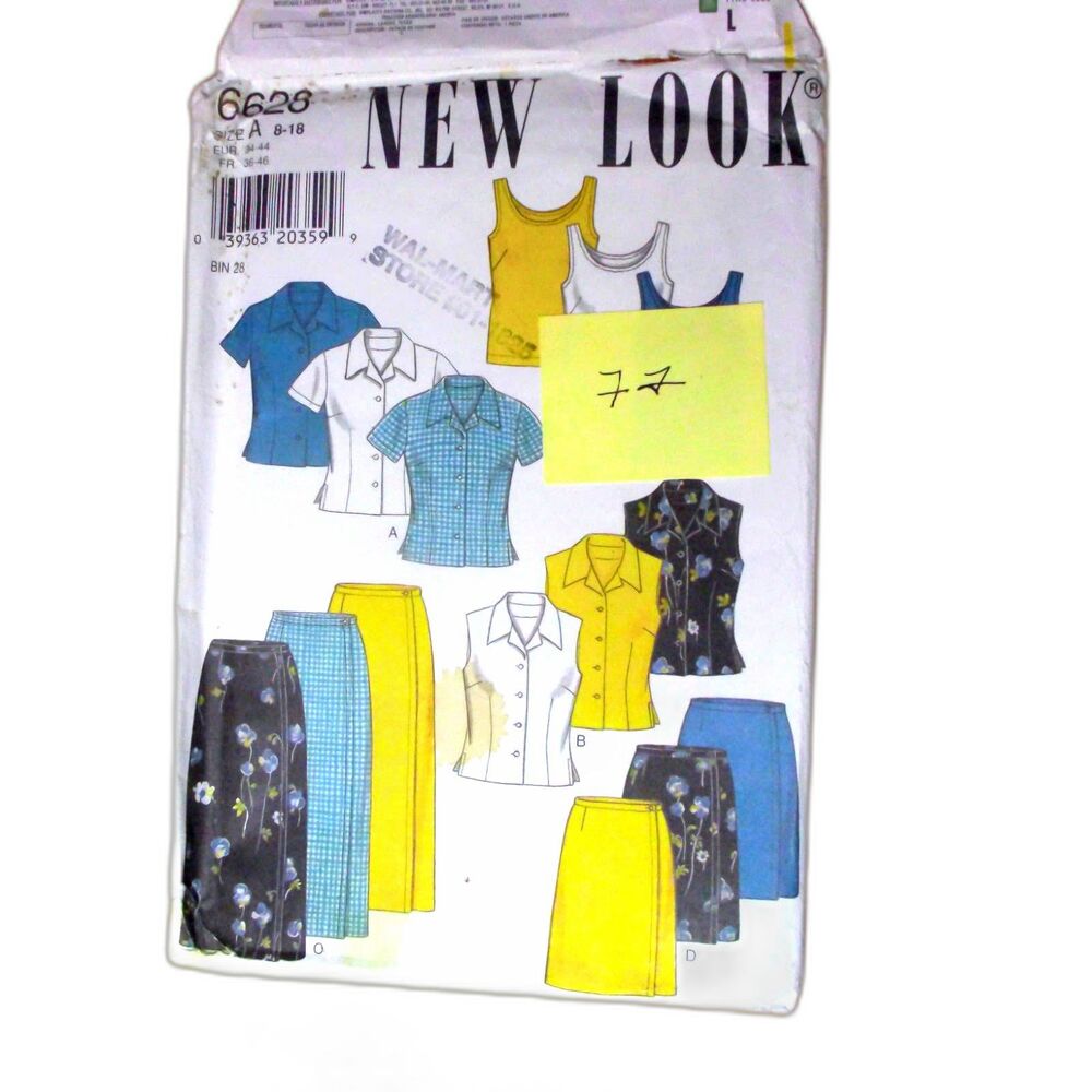 New Look Pattern 6628 3 Styles Blouses 2 Styles Wrap Skirts  Size 8-18 New